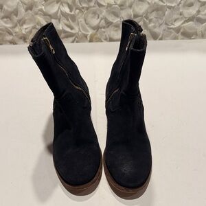 H By Hudson Black Ankle Boots with Brown Sole